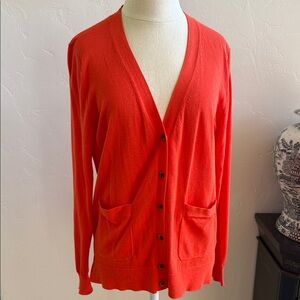 J Crew lightweight cotton cardigan. red/orange
 Size Small. Like new.